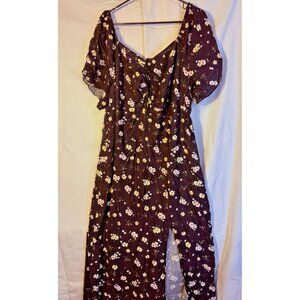 Romantic Floral Dress Sexy Slit Cottagecore Indie Dark Academia Womens Plus 2X